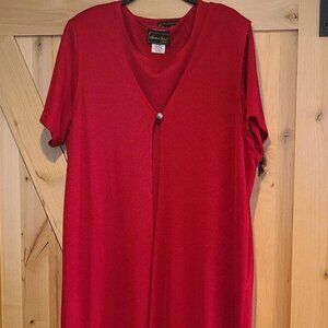 Matthew & David Dress Sz 22-24W Slinky Long Sweater Vest Cardigan Maxi 2 Piece